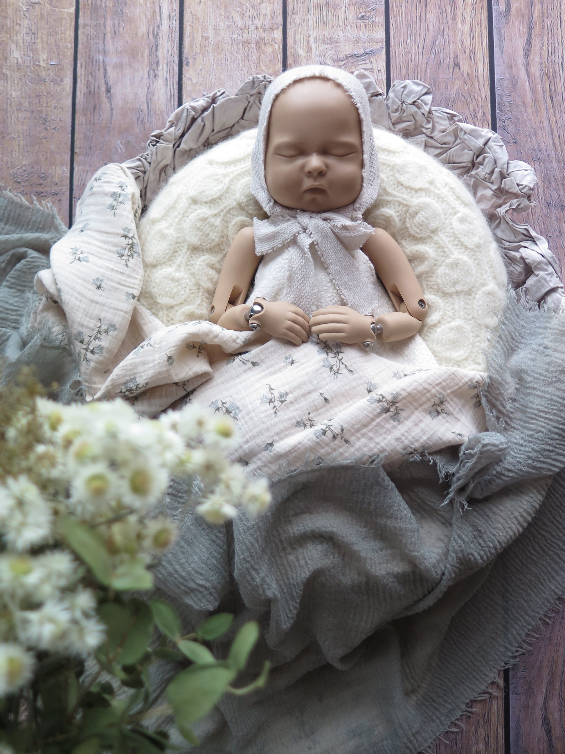 セルフニューボーンフォトのレンタル商品グレーナチュラルセット