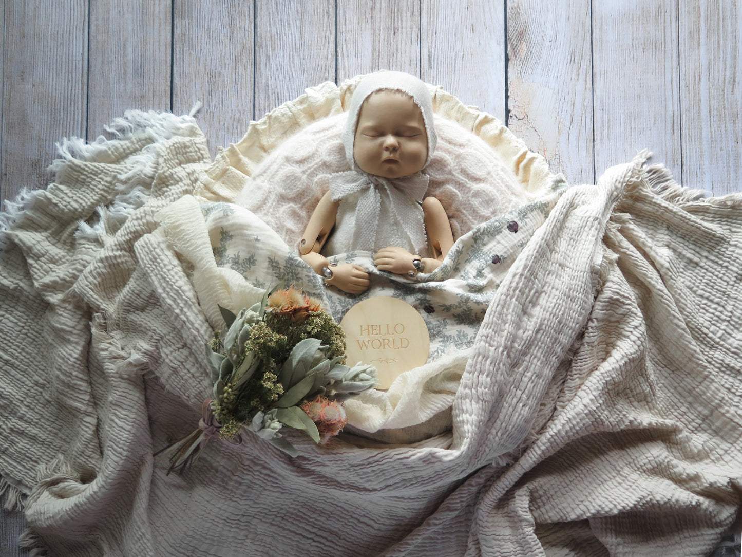 セルフニューボーンフォトのレンタル商品ベージュナチュラルセット