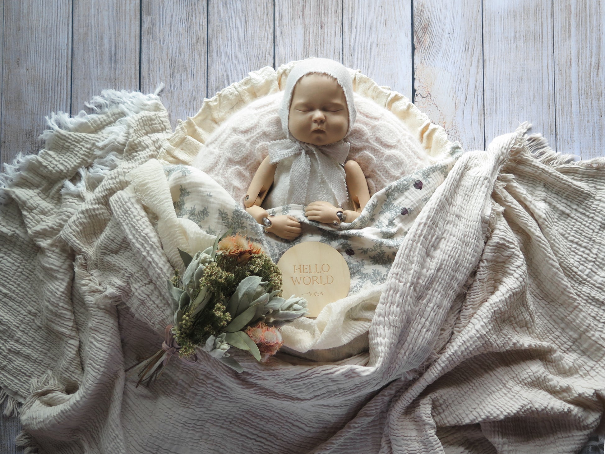 セルフニューボーンフォトのレンタル商品ベージュナチュラルセット